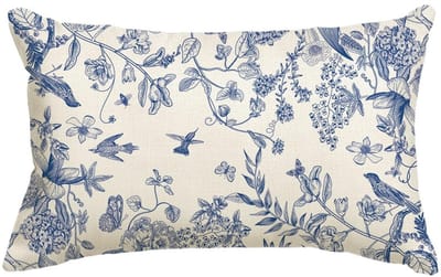 Dailygoody - Kussensloop - Vogels en Bloemen - Ultrazacht en Modern - 30 x 50 cm - Decoratie voor Woonkamer en Slaapkamer - Blauw