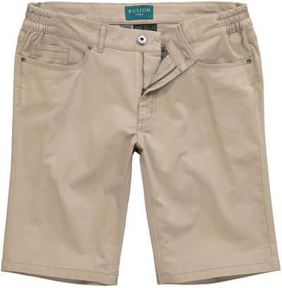 Boston Park - Heren - Bermuda Buik-Fit 5-pocket band elastisch aan de zijkant - Beige - Maat 58