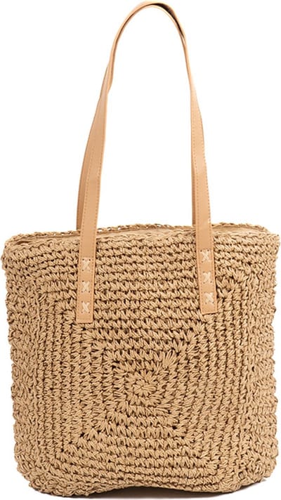 Monnq - strandtas met rits - rieten tas - strandtas riet - Naropa Wheat