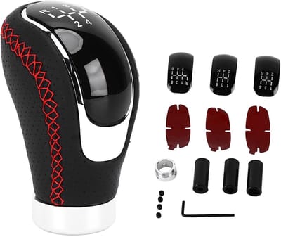 Jhubersproducts - Versnellingspookknop - Handmatige versnellingspook - Kunstleer - Universeel voor 5/6 Speed - Vervangbare Paster - Ideaal voor auto’s