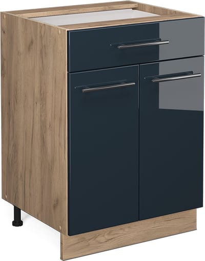 Vicco Fame-Line Keukenkasten – 60 cm met lade, zonder werkblad Donkerblauw hoogglans