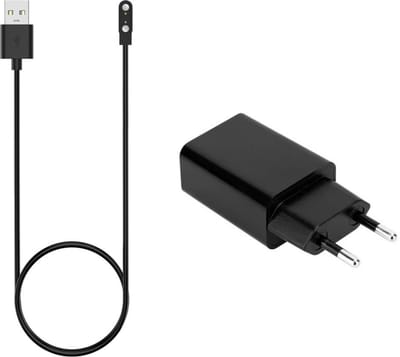 Bandz smartwatch oplader met adapter geschikt voor Oppo Watch Free - USB-A oplader - magnetische smartwatch oplader - 100cm oplaadkabel met USB-A aansluiting (zwart)