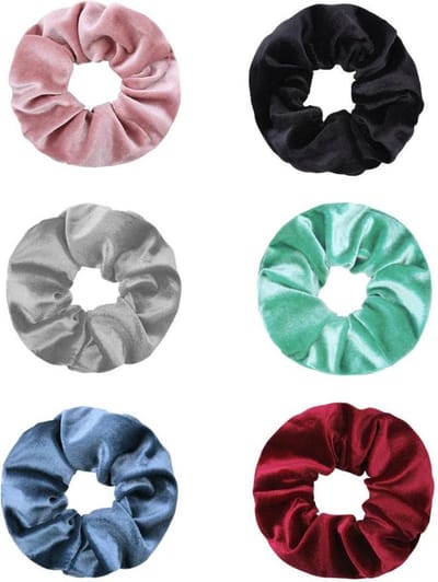Jumalu scrunchie velvet haarwokkel haarelastiekjes - lichtroze, zwart, grijs, mint groen, lichtblauw en bordeaux - 6 stuks
