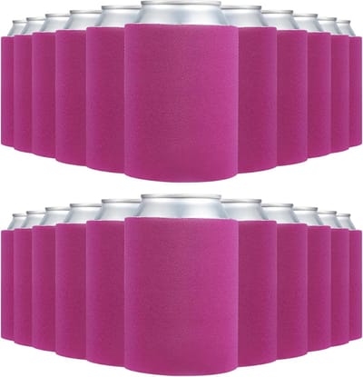 100 Stuks Vouwbare Koelcovers voor Blikjes, Isolerende Schuim Covers voor 10 oz Flessen, Perfect voor Bruiloften en Feesten, Paars