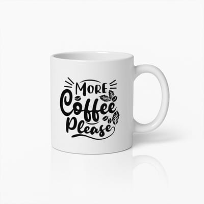 330ml "Meer Koffie Alsjeblieft" Mok – Grappige Zwart-Witte Keramische Beker voor Koffieliefhebbers – Perfect Kantoorcadeau