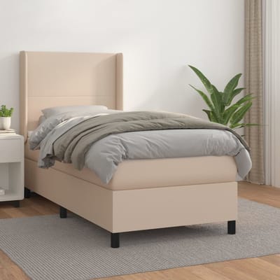 vidaXL - Boxspring - met - matras - kunstleer - cappuccinokleurig - 90x190 - cm