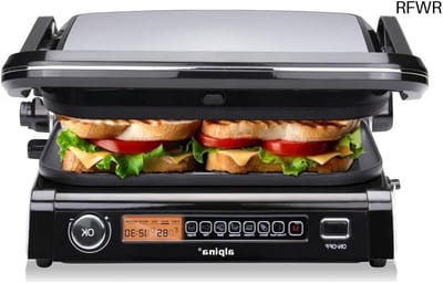 RFWR® Contactgrill met slimme kookmodus - Multigrill voor brood, groenten en vlees - Antiaanbaklaag - Tafelgrill met afneembare platen