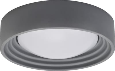 LEDVANCE ORBIS Concrete, grijze betonnen plafondlamp met LED, 13W, 800lm, 3000K vriendelijk warm wit, dimbaar in 3 stappen door te klikken, 300mm diameter, IP20 bescherming, geschikt voor badkamers