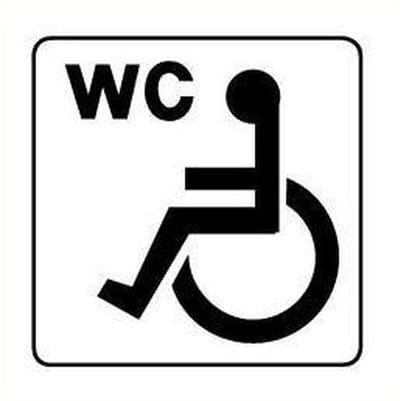 Invalide WC bordje, geborsteld aluminium 100 x 100 mm