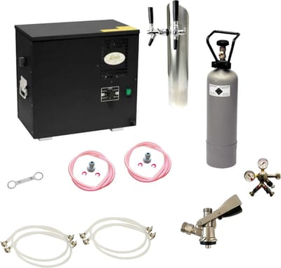 Complete Set - Biertap - AS-40, 2-kraans - Waterbadkoeler - Thuistap - Bierkoeler - met Fustkoppeling Type S