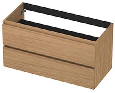 INK - Onderkast 2 Laden Greeploos met Houten Keerlijst - 1000x450x520 Mm - Blank Eiken