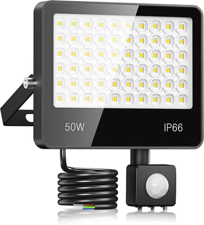 Witte LED Spot met Bewegingsmelder - 50W, 5000lm, IP66, Waterdicht voor Buitengebruik