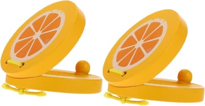 Kinderspeelgoed Castagnetten - Muzikaal speelgoed - Muziek Ontwikkeling - Duurzaam Hout - 2 Stuks - Oranje