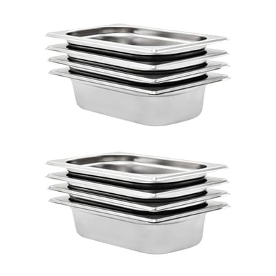 vidaXL - Gastronormbakken - 8 - st - GN - 1/4 - 65 - mm - roestvrij - staal