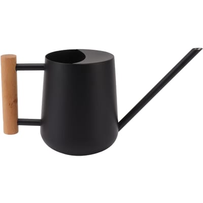 Arrosoir 900ml Acier Inoxydable Bec Long Poignée en Bois Élégant Pot d'Arrosage pour Fleurs pour Jardin noir