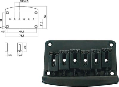 Boston B-1580-B Brug-Staartstuk - Stallion, Zwart, Pitch 10,5mm