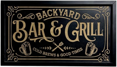BBQ wanddecoratie - Barbecue - BBQ accessoires - 44x25cm - Mancave - Vintage - Wand decoratie met omlijsting - Wanddecoratie - Muurdecoratie - Wanddecoratie woonkamer - Hout - Restaurant - Kroeg - Bar - Café - Horeca - Vaderdag