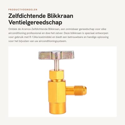 Dailygoods- Blikkraan Zelfdichtend - 1/2 Inch Acme-Schroefdraad - Ventielgereedschap - Airconditioningverdeler - R-134a Koelmiddel - Duurzaam Materiaal - Koelmiddelkraan
