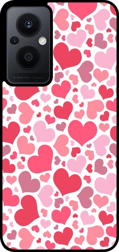 Smartphonica Telefoonhoesje Geschikt voor Oppo Reno 7 Lite met Hartjes Print - Hearts Design TPU Backcover Case - Kinder Hoesje met Hartjes Design geschikt voor Oppo Reno7 Lite