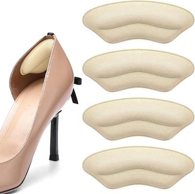 Daity 2 paar Beige hielkussentjes - Antislipkussentjes voor loszittende heren- en damesschoenen | Voorkomt blaren, verbetert de pasvorm en het comfort | Grote schoenvuller