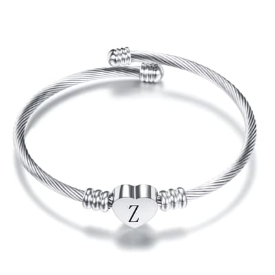 Love Letter Armband - Letter Z - Verstelbare Stainless Steel Bracelet - Zilver Geplateerde Armband met Charmante - Elegant en Duurzaam Sieraad - Perfect Cadeau voor hem of Haar - Zilverkleurig - Cadeau - Valentijn - Hart - Hartje - Zilveren