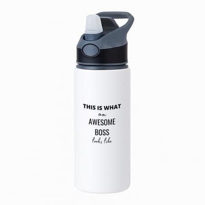 Hacebo® - this is what an awesome boss looks like waterfles met rietje zwart - Collega - cadeau collega - cadeau - cadeau werkgever - baas - water fles - 650ML