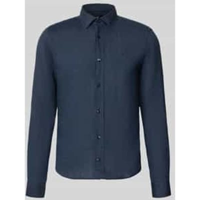 Causal fit linnen overhemd met kentkraag model 'Mike'