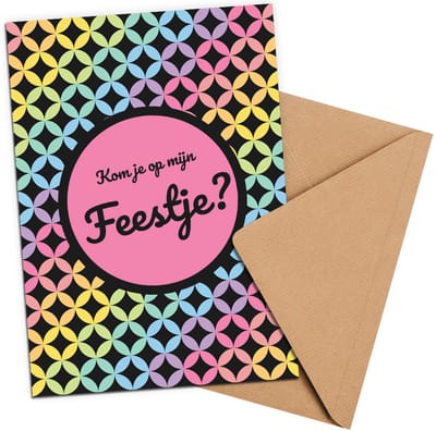 Uitnodiging kinderfeestje Disco + Enveloppen - 10 stuks - Beschrijfbaar - Uitnodigingskaarten - Uitnodiging verjaardag - uitnodiging verjaardag feest - Uitnodiging kinderfeestje Jongen of Meisje - Uitnodiging feestje - uitnodigingen