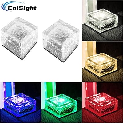 Solar Grondspot(2 stuks Maat L ) - Solar Ice Cube Grondspots-solar Tuinverlichting op zonne-energie-Kleur licht - Glazen - IP68 - 10cm *10cm*5.5cm