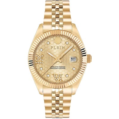 Philipp Plein Date Superlative PWYFA0425 Horloge - Staal - Goudkleurig - Ø 34 mm