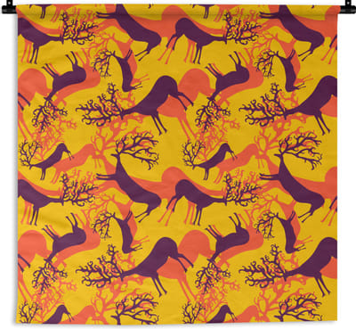 Wandkleed - Wanddoek - Patronen - Hert - Kleuren - 180x180 cm - Wandtapijt
