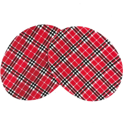 Knie Elleboog Strijk Stukken Lappen Patches Rood Wit Zwart Geruit 11.3 cm / 14.8 cm / Rood Wit Zwart Geruit