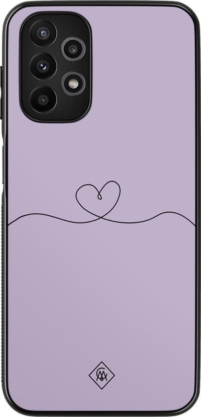 Casimoda® hoesje - Geschikt voor Samsung Galaxy A13 4G - Hart Lila - Zwart TPU Backcover - Geen opdruk - Bruin/beige