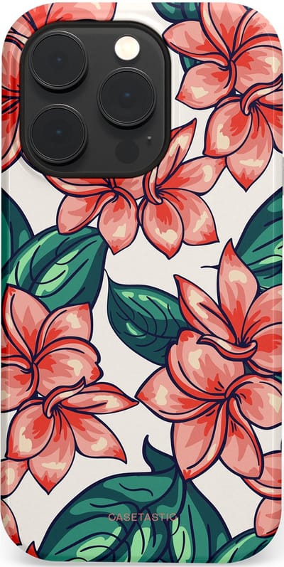 Casetastic hoesje geschikt voor Apple iPhone 14 Pro - MagSafe - Dubbellaagse bescherming - Bloemenparadijs - Fashion Case - Petrol Koraal Perzik Wit