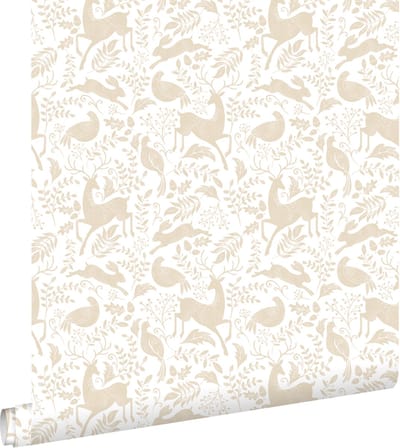 ESTAhome behang bos met bosdieren beige - 50 x 900 cm - 139527
