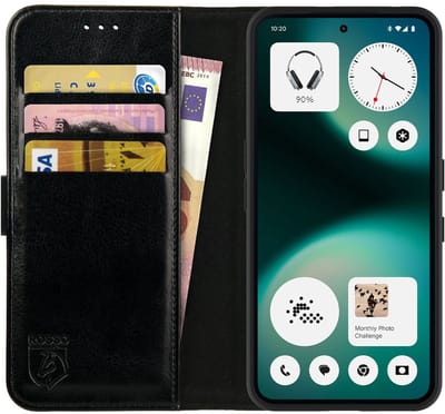 Rosso Element Geschikt voor Nothing Phone (3a) Lite | Wallet Book Case | Portemonnee Hoesje | 3 Pasjes | Magneetsluiting | Stand Functie | Zwart