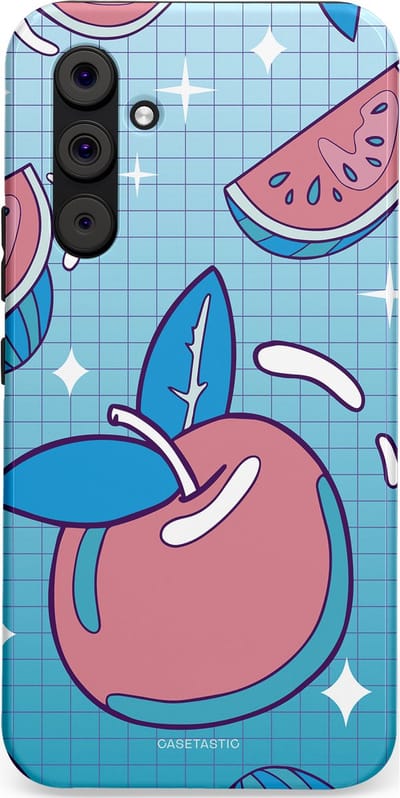Casetastic Hoesje Geschikt voor Samsung A54 (5G) - Stijlvolle Beschermende Duo-layer Case - Fruitige appel ruitjes