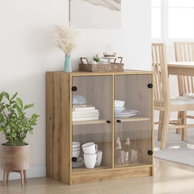 vidaXL - Bijzetkast - Artisan - Eiken - 68 - x - 37 - x - 75,5 - cm - Bewerkt - hout