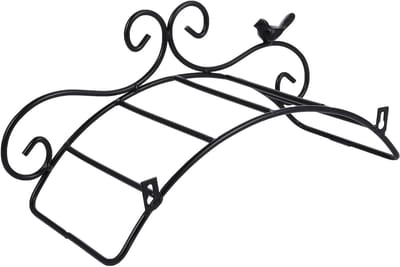 Tuinslanghouder Metaal - Slangbeugel Wandmontage - Slang Opbergen - Antiek Design - 37.8 x 16 x 16 cm - Zwart