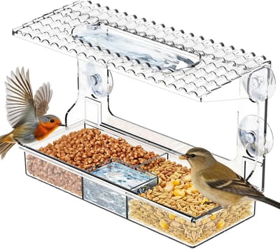 raamvogelvoeder - helder zicht, kijk wilde vogels van dichtbij. Krachtige zuignappen, afwasbaar plateau. Voor kleine vogels. Cadeau voor grootmoeder of buitenvogelvoeder.