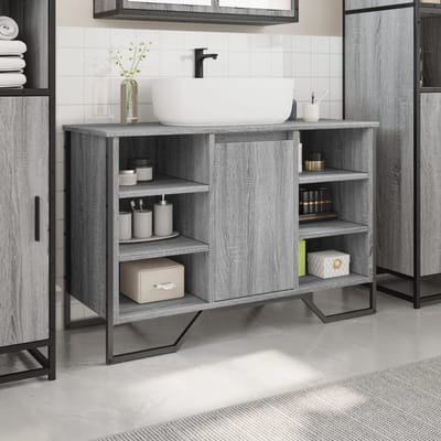 vidaXL - Wastafelkast - 91x35x60 - cm - bewerkt - hout - grijs - sonoma - eikenkleurig