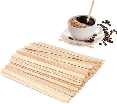 Houten Koffiestokjes - 100 Stuks, 11.2 cm Wegwerp Koffiestokjes voor Roeren, Biologisch Afbreekbaar en Geschikt voor Heet en Koud Drankjes