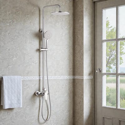 Auralum max Regendouche - Met douchekraan - Doucheset - Ø 25 cm Douchekop - 3 Standen Handdouche - Regendoucheset - Hoogte Verstelbaar 93-130 cm - Mengkraan - Waterbesparend - Chroom