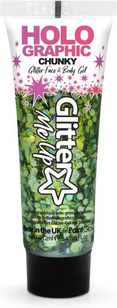 Holographic Chunky Glitter Face & Body Gel - Face jewels - Glitters gezicht - Festival make up - Green Envy