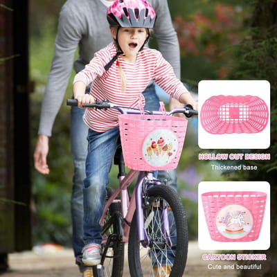 Kunststof fietsmand voor kinderen - waterdicht en ideaal voor school en outdooractiviteiten - roze en blauw