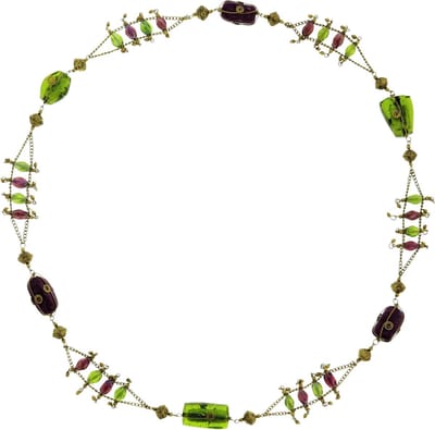 Behave® Dames Ketting - Lang Goudkleur Groen Paars, 90 Cm
