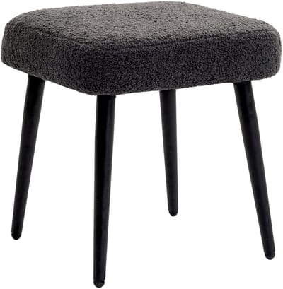Wishdor - Zitkruk - Vierkant - Voor Woonkamer Of Slaapkamer - Polyester - Donkergrijs - 42 X 42 X 47 Cm