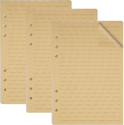 A5 Herbruikbaar Bruin Vullingspapier met 135 Lijnen en 6 Gaten - Ideaal voor Dagboeken, Schetsboeken en Kantoornotities