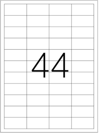 ETIKETTEN STICKERS FORPUS A4 44 ETIKETTEN 48.5x25.4MM 100 VEL (4400 ETIKETTEN)