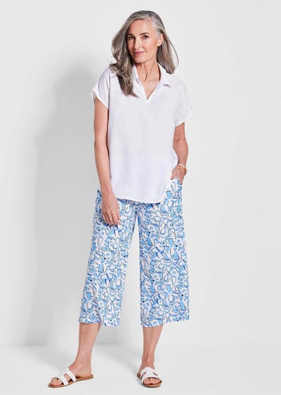 Blouse zonder sluiting met een open overhemdkraag - wit - Gr. 25 van Goldner Fashion